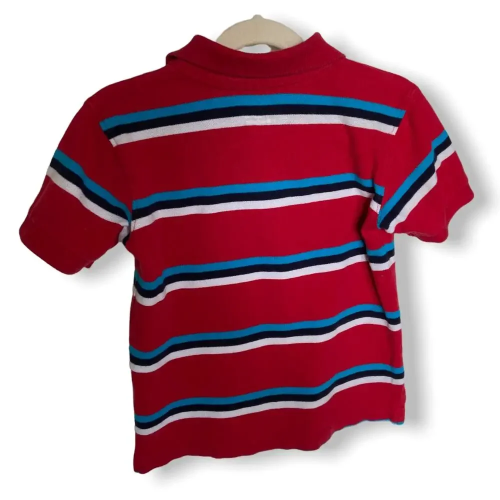Children's Place‎ Boys Polo Shirt Size XS 4 Red Navy Blue White Striped Pique